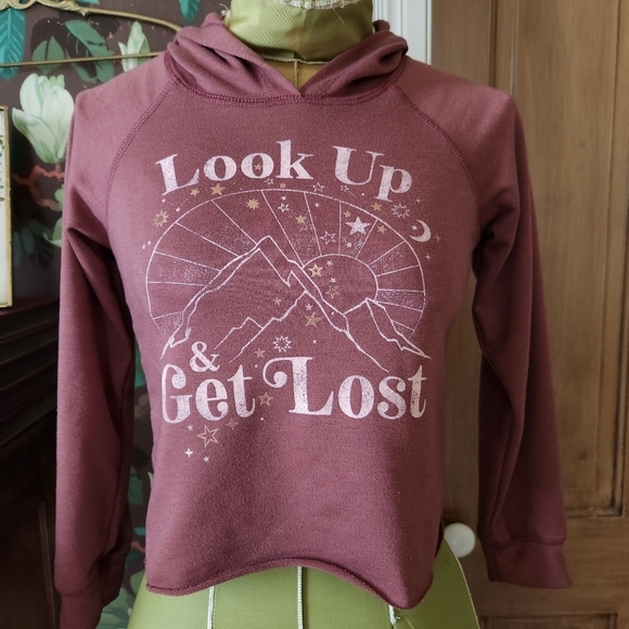 LOVE GLAM GIRL Cropped Hoodie with Graphic Size Small - Picture 2 of 10